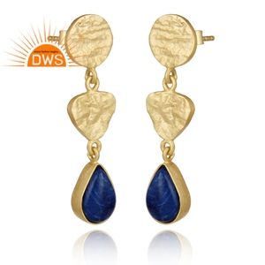 925 Sterling <b>Silver</b> Natural Lapis Lazuli Gemstone <b>Dangle</b> <b>Earring</b> For Women Jewelry For Women Gift For Her - Product Image 3