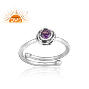 Naturel Améthyste Pierres Précieuses Bague Enveloppé 925 Empilable En Argent Sterling Bague Pour Toutes Les Tailles Fabricant De Bijoux - Product Image 2