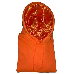 Sweat-shirts à capuche en molleton 100% coton doublés de satin, couleur unie, pour l'automne, avec logo personnalisé, écologiques, vente en gros - Product Image 5