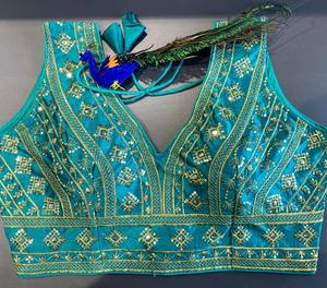 Indian Heavy Silk <b>Blouse</b> with Beautiful Embroidery Work Ready to Wear for Parties Saree Lehenga Choli Wedding Wear <b>Blouse</b> - Product Image 3