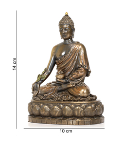Estatua de Buda de Poliresina con Acabado Bronce, en Pose de Meditación y Bendición - Product Image 3
