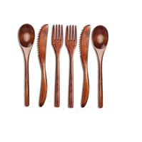 Ensemble de couverts à poignée design Table à manger en bois et décoration de cuisine Couverts Outils à salade en bois Motifs multicolores