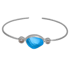 Aqua Chalcedony กำไลข้อมืออัญมณีแข็ง,เครื่องประดับทำด้วยมือเงินแท้925เครื่องประดับหรู Casa De Plata - Product Image 4