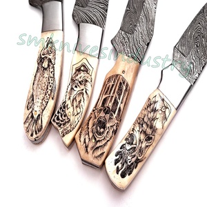 Custom Hand Made Damascus Skinning knifes/Hunting Knives Twist pattern Blade Lot of 5 pieces (smk1530) - Product Image 3