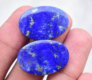 Boucles d'oreilles Lapis Lazuli et œil de tigre, coréennes, tendance, - Product Image 4