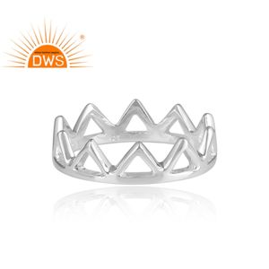 Anillo de Eternidad de Plata de Ley Maciza con Acabado Martillado en Forma de Corona, Proveedor de Joyería al por Mayor, Colección Clásica - Product Image 2