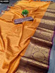 Saree de travail de tissage de bordure lourde pour vêtements de fête et de festival avec des pièces de chemisier en soie Banglory pour des vêtements décontractés Saree et costume - Product Image 4