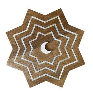 Moon and <b>Star</b> Shaped Wooden with Shiny Mother of Pearl MOP Ramadan and Eid Tray Factory Directly Ramadan and Eid Decoration - Product Image 1