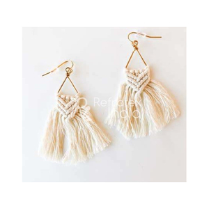 Meilleur Qualité Macramé Bijoux À La Main Boucle D'oreille Ethnique Coton Macramé Bijoux à Bas Prix - Product Image 1