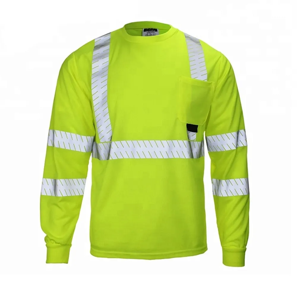 Hochwertiges kundenspezifisches vollständiges Baarbeiterkleidung gelb kurze Ärmel hi vis hemd langärmeliges T-Shirt