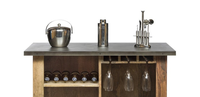 Chariot à vin en bois industriel avec armoire de rangement |   Meuble de rangement pour îlot de cuisine |   Utilisation à domicile ou en restaurant |   Akku Art Couleur Naturelle à Base d'Eau