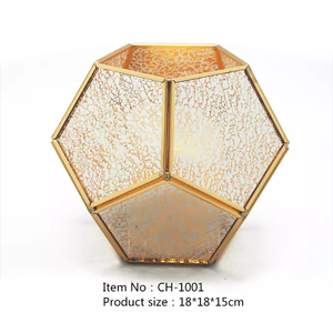 New Style Home Decor <b>square</b> <b>Glass</b> and Gold Lantern Candle Holder - Product Image 2