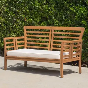 Panca in legno di teak con cuscino per mobili da giardino