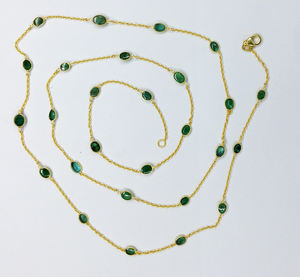 Everyday Wear 925 Sterling <b>Silver</b> Emerald <b>Long</b> <b>Chain</b> <b>Necklace</b> - Product Image 1