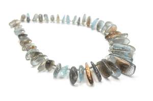 Perles en forme de bâton lisse faites à la main pierre d'aigue-marine de mousse naturelle perles de pierre d'aigue-marine de mousse naturelle uniques - Product Image 2