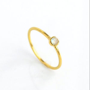 Tiny Moonstone Round Shape Gold Vermeil Ring - Product Image 1