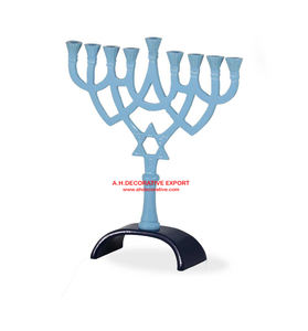 9-Light <b>Square</b> Menorah <b>Candle</b> Stand Unique Purple Metal Design Eco-Friendly Handmade Customizable Logo Table Decoration Hanukah - Product Image 2