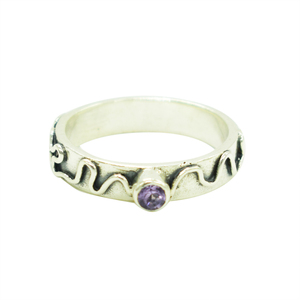 แถบเงินสเตอร์ลิง925อินเดียเครื่องประดับโซลิแทร์พลอยอเมทิสต์ธรรมชาติคุณภาพสูงตั้งค่าหนามเตยน้ำหนักเบาเครื่องประดับปาร์ตี้งานแต่งงาน - Product Image 1