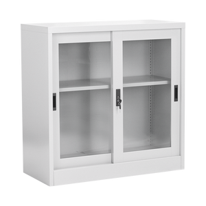Acier cuisine bureau hôtel armoire métallique avec deux coulissante en verre/métal portes et une étagère avec réglable hauteur Carmen CR-1264 - Product Image 3