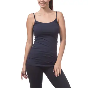 Nefes gevşek spor Yoga boş uzun Cami Tank Top kadınlar için spor salonu