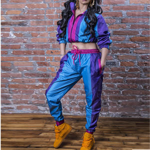 ชุดวอร์มกีฬาผ้าไนลอนน้ำหนักเบาสำหรับผู้หญิงและผู้ชาย ออกแบบและพิมพ์ลายได้ตามต้องการ กางเกงขายาวเอวสูงมีโลโก้ - Product Image 1