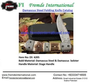 Couteau pliant en acier damas et mitre damas Couteau pliant de poche de haute qualité fabriqué à la main - Product Image 6