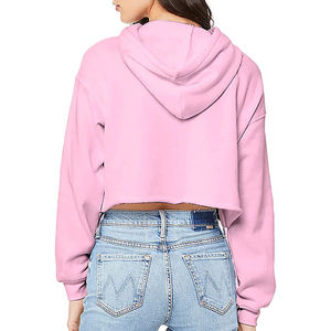 Sudadera corta de algodón con estampado de logotipo personalizado para mujer, ropa para Parte Superior Femenina, en Stock - Product Image 2