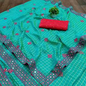 ชุดส่าหรีสตรีอินเดีย,ชุดปาร์ตี้ส่าหรีกระจกชุดเสื้อทำงานส่าหรี - Product Image 3