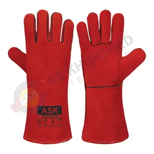 EN388 EN420 EN407 Schweiß handschuhe Handschuhe mit hohen Griffen Tig Mig Hitze beständig Beste Schweiß handschuhe Rot