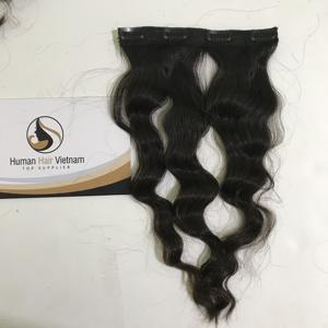 Clip en Vietnam extensión de cabello humano 100gram, extensión de pieza de cabello humano 100 ondulado natural con 3 tiras 13clips - Product Image 5