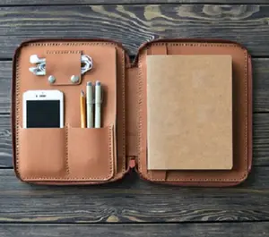 High class customizable brown leather organizer/planner