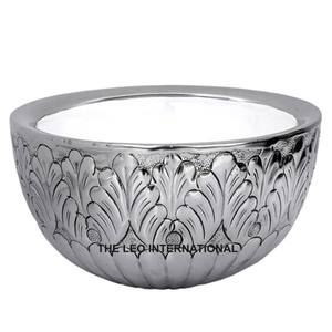 Seau à bol de forme ovale en métal aluminium nickelé Design Bol décoratif de luxe pour fruits et snacks - Product Image 6