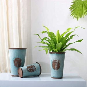 Juego de 3 macetas de hierro galvanizado de Metal de diseño Vintage personalizado, Cubo de flores de Metal para decoración de hogar y jardín - Product Image 3