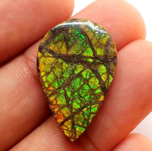 Ammolite AAA Natural Canadá piedra verde completo fuego pera forma suelta piedra preciosa cabujón fabricación de joyas llamativo colgante/anillo - Product Image 1