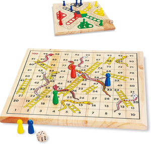 Ludo serpents et échelles jeu de plateau en bois lot de 2 jeu de l'enfance et de la famille avec la conception adaptée aux besoins du client de couleur de logo de taille