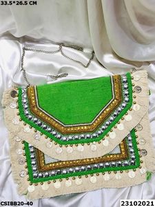 Handmade Banjara Bohemian <b>Bags</b> From India Multi Colored Jute <b>Bags</b> <b>Boho</b> Festival Handcrafted Embroidered Sling Shoulder Jute <b>Bags</b> - Product Image 4