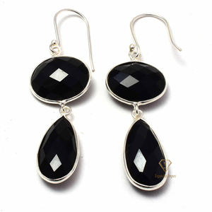 Pendientes colgantes de piedras preciosas de ónix negro Natural con forma de fantasía, Plata de Ley 925, regalo de fiesta de moda hecho a mano - Product Image 2
