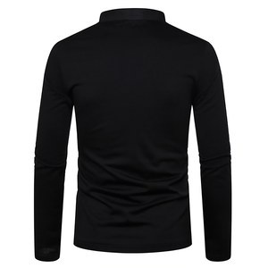 Vêtements pour hommes de haute qualité, personnalisés, à manches longues, col montant, fermeture à boutons, style décontracté, en coton molletonné, respirant, séchage rapide - Product Image 3