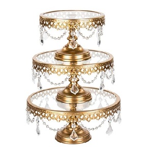 Decorative Metal <b>Cake</b> Stand with Pedestal Round <b>Cake</b> Stand with Crystals for Birthdays Party <b>Wedding</b> Decoration - Product Image 3