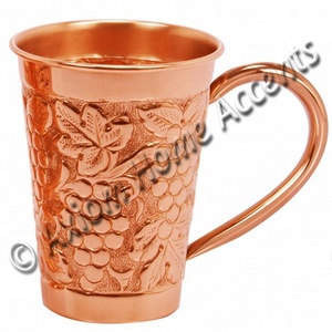 Tasse de mulet de moscou en cuivre pur, avec poignée en laiton, diamant et martelé, finition Antique par axion pour la maison - Product Image 4