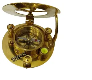 Vintage Antique Brass Sundial Compass West London Maritime Nautical POcket Compass Office Desk Compass