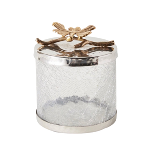 Silver Fancy Hammered Kitchen Canisters <b>With</b> Orchid Designer <b>Lid</b> Metal & <b>Glass</b> Storage Canisters Decorative Container & Jars - Product Image 5