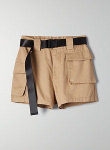 <b>Women</b> High Waist <b>Cargo</b> <b>Shorts</b> With Belt Solid Color Canvas Casual Style Regular Fit Breathable Elastic Waist - Product Image 4