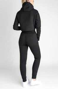 2020ล่าสุดแฟชั่นผู้หญิงผ้าฝ้ายขนแกะชุด/โลโก้ที่กำหนดเอง Crop Top Hoodies Tracksuit สำหรับผู้หญิง - Product Image 2