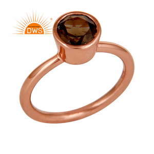 925 Sterling Silver 18k Rose Gold Plated <b>Rings</b> Jewelry Supplier Natural Smoky <b>Quartz</b> Gemstone <b>Ring</b> Designer Silver Jewelry - Product Image 1