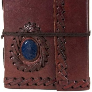 New Era Creative Handmade Vintage Leather Journal Blue <b>Stone</b> Embellishment Luxury Cover Promotional <b>Notebook</b> Corporate Gifting - Product Image 2