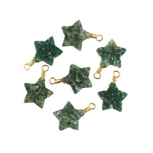 Aventurine ตัวเชื่อมต่อรูปดาวเล็กๆสีเขียวธรรมชาติ,ตัวเชื่อมต่อแบบหุ้มทอง/เงินชุบมินิมอลลิสต์ใหม่ - Product Image 3