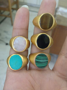 Plata de Ley 925 chapado en oro proveedor mayorista de hecho a mano hombre barato bajo MOQ de moda único Multi anillos de piedras preciosas - Product Image 6