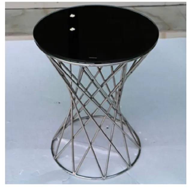 カスタムデザインステンレス鋼マット仕上げテーブルガラストップメーカーインド工場