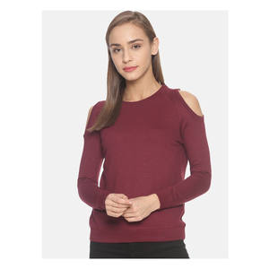 Nouveau mode épaule coupe Styles fête porter hiver Slim Fit personnalisé conçu Logo couleur unie haute demande dames sweat - Product Image 1